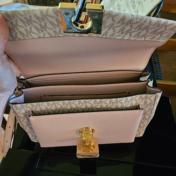 NWOT Michael Kors Lita Medium Two-Tone Logo Crossbody Bag - Picture 9 of 12